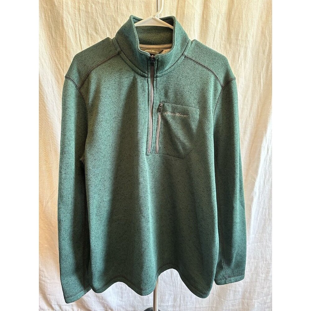 Eddie‎ Bauer Men’s 1/4 Zip Sweater, Green, Sz L*